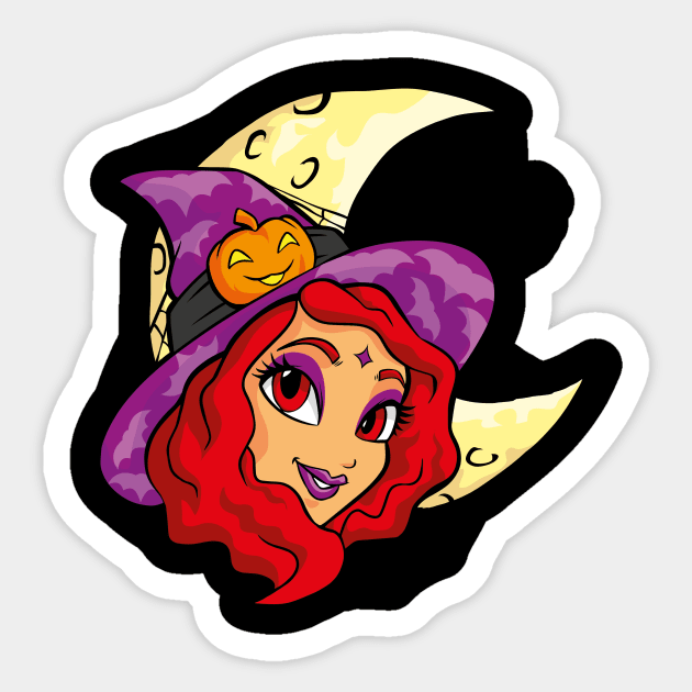 The Pumpkin Witch Sticker by The Dark Raven